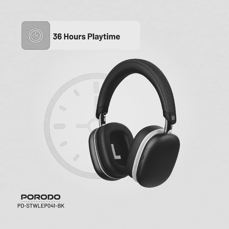 PORODO Soundtec VIBE Wireless Headphone, 36 Hours Playtime